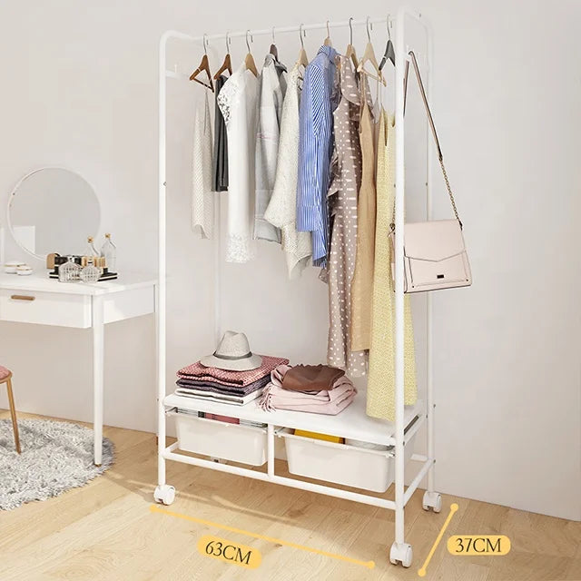 Kelton Clothes Rack with Storage Boxes