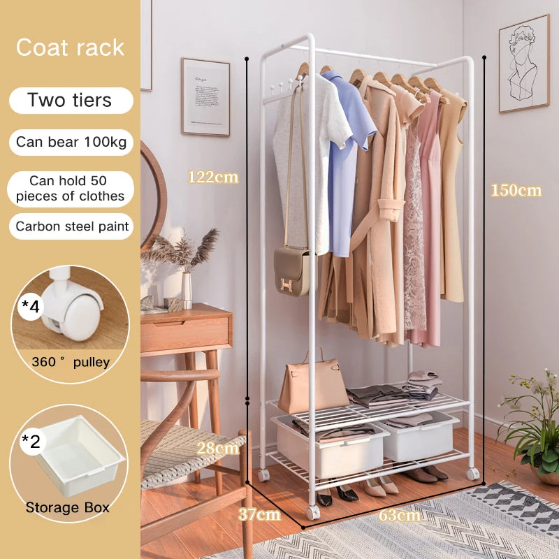 Kelton Clothes Rack with Storage Boxes