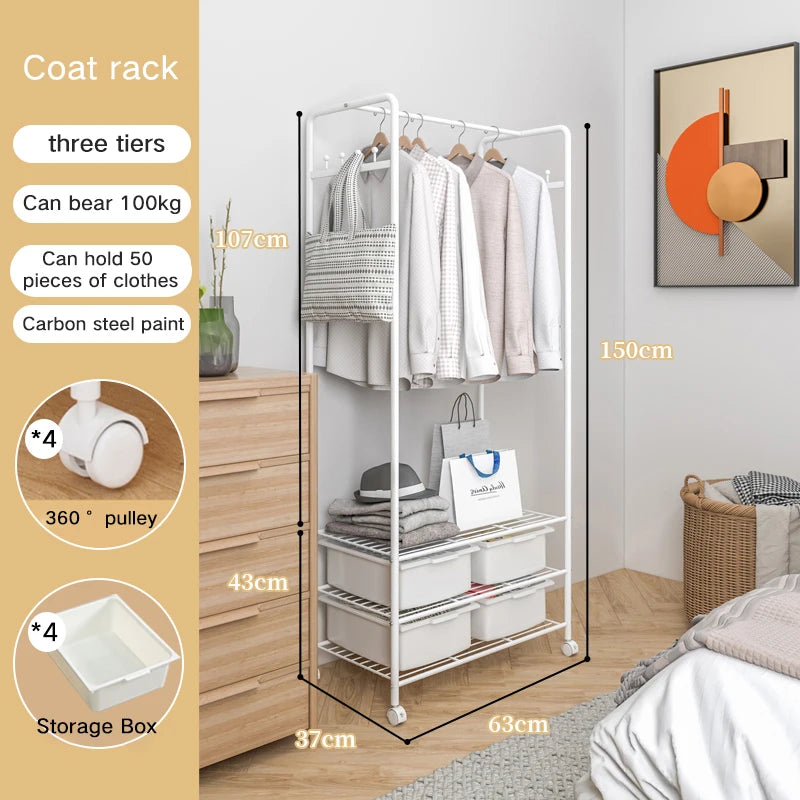 Kelton Clothes Rack with Storage Boxes