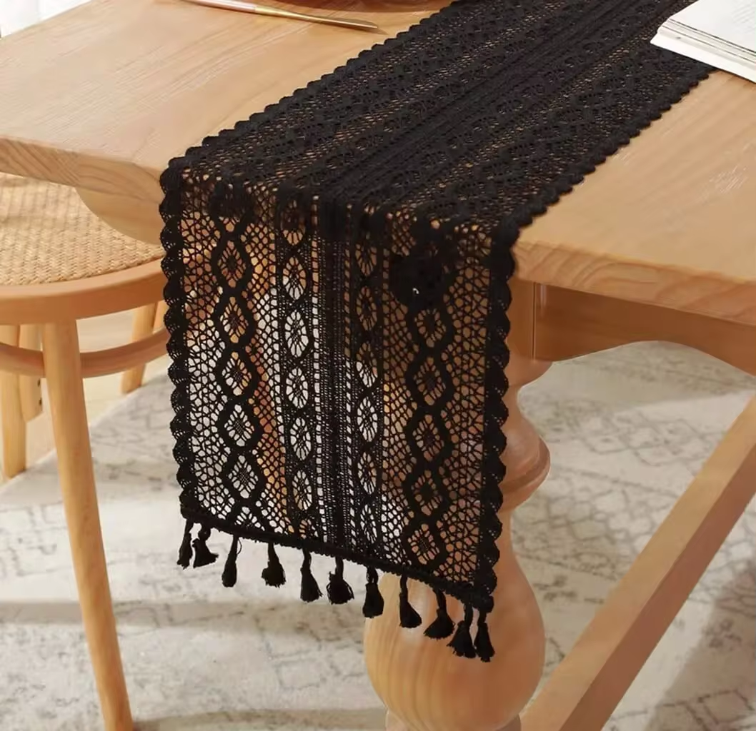 Table Runner Nordic Crocheted Lace Cotton Bohemian Style Table Runners With Tassels Dining Wedding Home Table Decoration