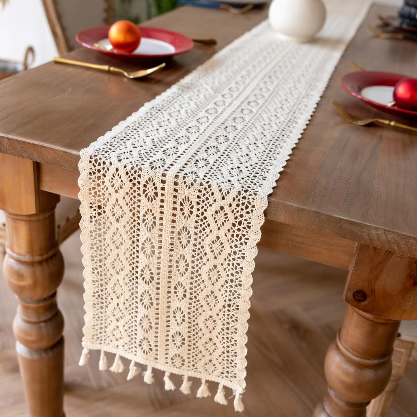 Table Runner Nordic Crocheted Lace Cotton Bohemian Style Table Runners With Tassels Dining Wedding Home Table Decoration