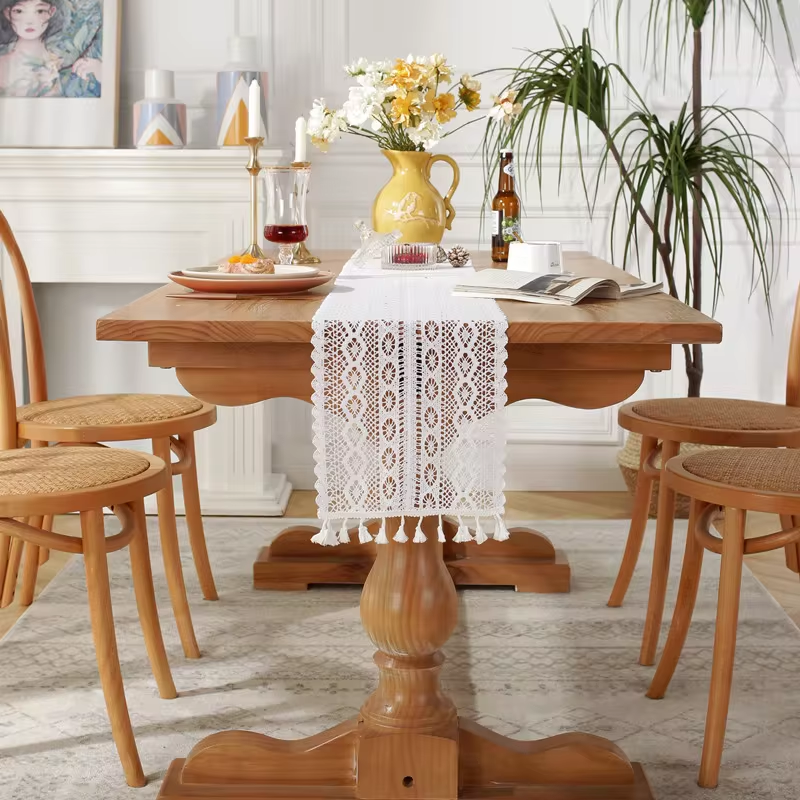 Table Runner Nordic Crocheted Lace Cotton Bohemian Style Table Runners With Tassels Dining Wedding Home Table Decoration