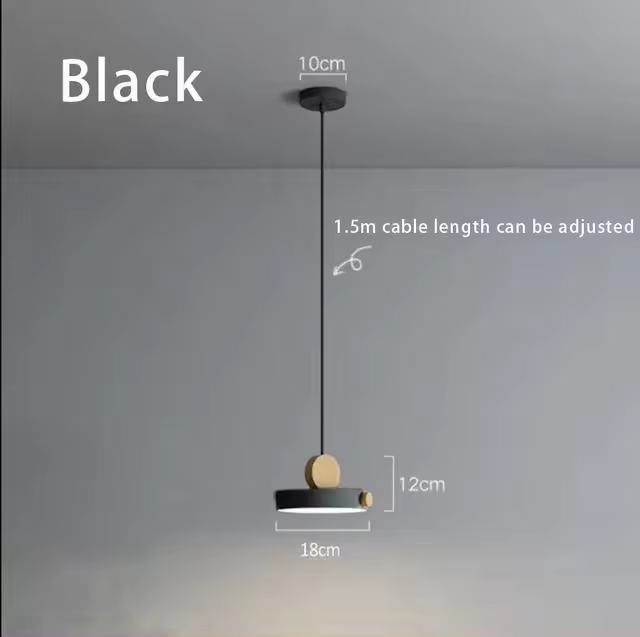 LED Iron Pendant Light for Dining Room, Round Disc, Long Strip, Bedside Nightlight, Study Living Room, Simple Decor, Coffee Bar