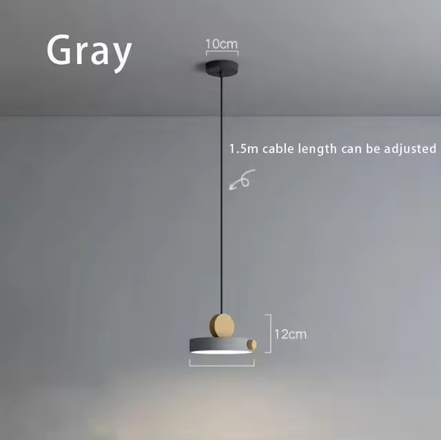 LED Iron Pendant Light for Dining Room, Round Disc, Long Strip, Bedside Nightlight, Study Living Room, Simple Decor, Coffee Bar