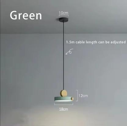 LED Iron Pendant Light for Dining Room, Round Disc, Long Strip, Bedside Nightlight, Study Living Room, Simple Decor, Coffee Bar