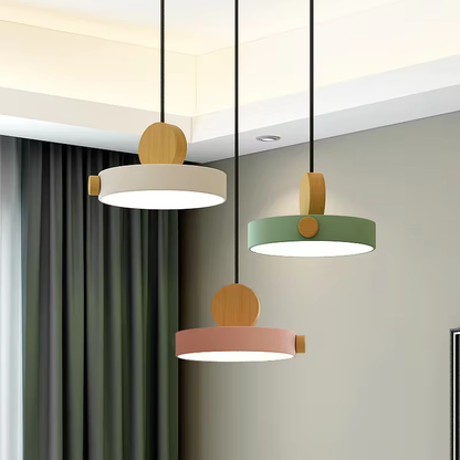 LED Iron Pendant Light for Dining Room, Round Disc, Long Strip, Bedside Nightlight, Study Living Room, Simple Decor, Coffee Bar