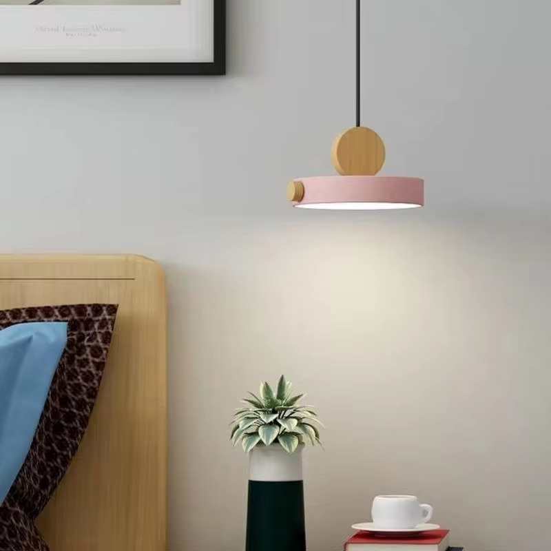 LED Iron Pendant Light for Dining Room, Round Disc, Long Strip, Bedside Nightlight, Study Living Room, Simple Decor, Coffee Bar