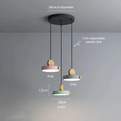 LED Iron Pendant Light for Dining Room, Round Disc, Long Strip, Bedside Nightlight, Study Living Room, Simple Decor, Coffee Bar