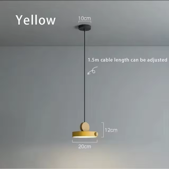 LED Iron Pendant Light for Dining Room, Round Disc, Long Strip, Bedside Nightlight, Study Living Room, Simple Decor, Coffee Bar