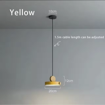 LED Iron Pendant Light for Dining Room, Round Disc, Long Strip, Bedside Nightlight, Study Living Room, Simple Decor, Coffee Bar