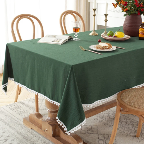 Cotton Fabric Tablecloth Tassels Stitching Washable Table Cloth for Wedding Party Dining Banquet Decoration Luxuriou Table Cover