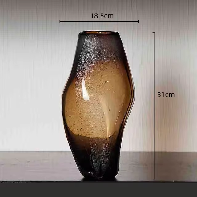 Brown Glass Vase Transparent Irregular Shape Flower Vase Flower Arrangement Accessories Terrarium Home Decoration Accessories