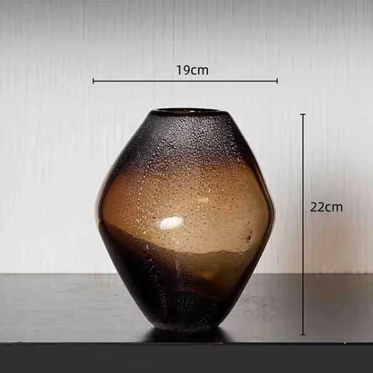 Brown Glass Vase Transparent Irregular Shape Flower Vase Flower Arrangement Accessories Terrarium Home Decoration Accessories