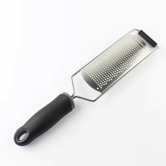 Stainless Steel Cheese Butter Slicer Grater, Ergonomic Soft Handle, Lemon Ginger Potato Scraper, Plastic Lid Accessories