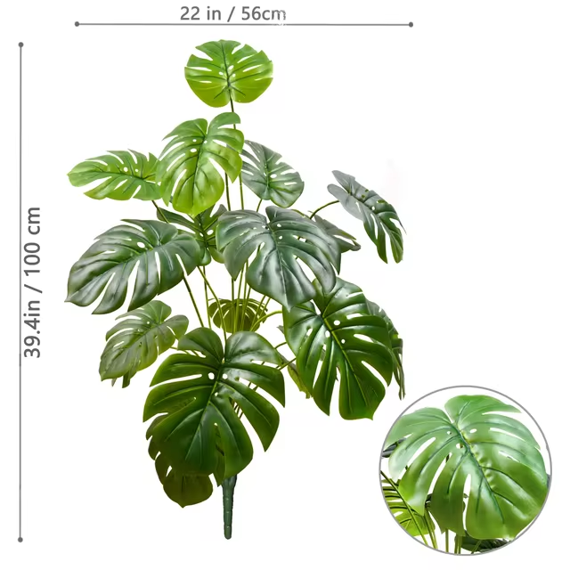 Artificial Monstera Plants Fake Palm Tree Plastic Turtle Leaves Green Tall Plants For Home Garden Room Decor