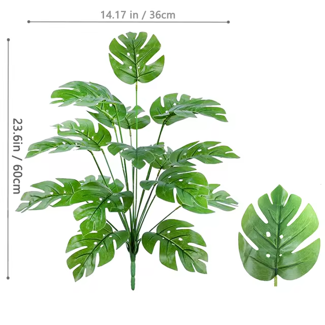 Artificial Monstera Plants Fake Palm Tree Plastic Turtle Leaves Green Tall Plants For Home Garden Room Decor