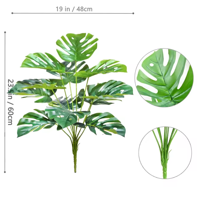 Artificial Monstera Plants Fake Palm Tree Plastic Turtle Leaves Green Tall Plants For Home Garden Room Decor