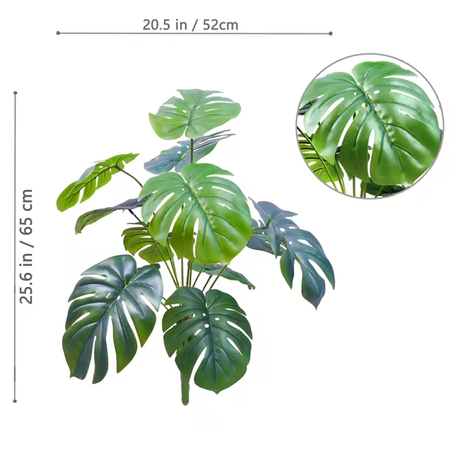 Artificial Monstera Plants Fake Palm Tree Plastic Turtle Leaves Green Tall Plants For Home Garden Room Decor