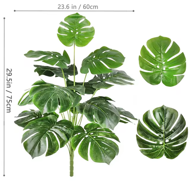 Artificial Monstera Plants Fake Palm Tree Plastic Turtle Leaves Green Tall Plants For Home Garden Room Decor