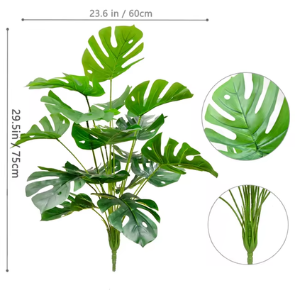 Artificial Monstera Plants Fake Palm Tree Plastic Turtle Leaves Green Tall Plants For Home Garden Room Decor