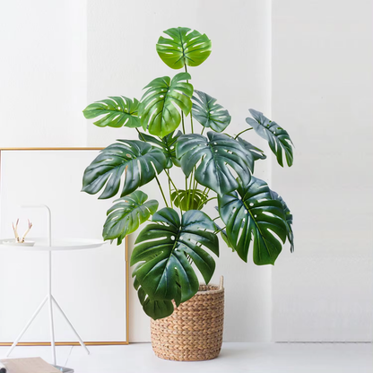 Artificial Monstera Plants Fake Palm Tree Plastic Turtle Leaves Green Tall Plants For Home Garden Room Decor