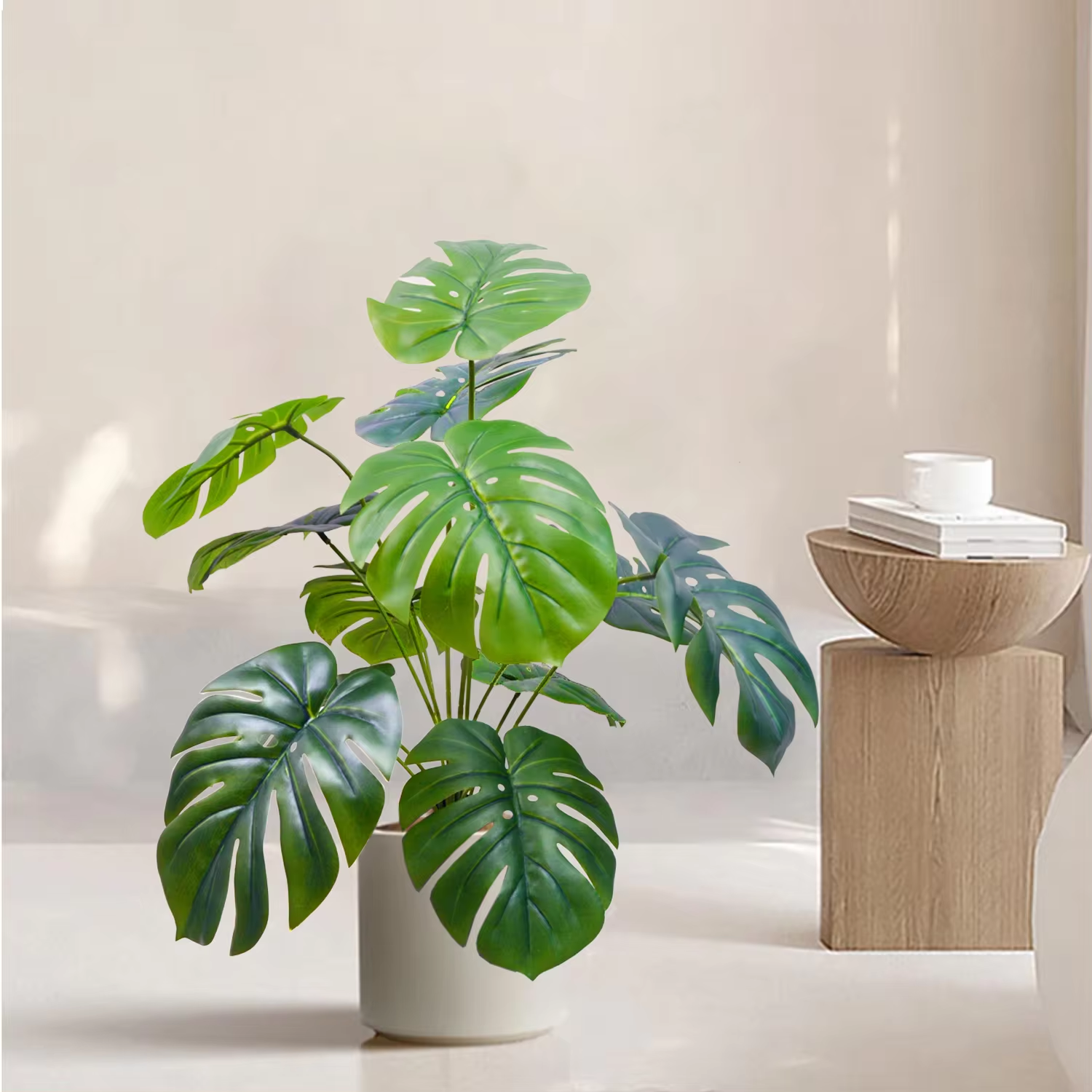 Artificial Monstera Plants Fake Palm Tree Plastic Turtle Leaves Green Tall Plants For Home Garden Room Decor