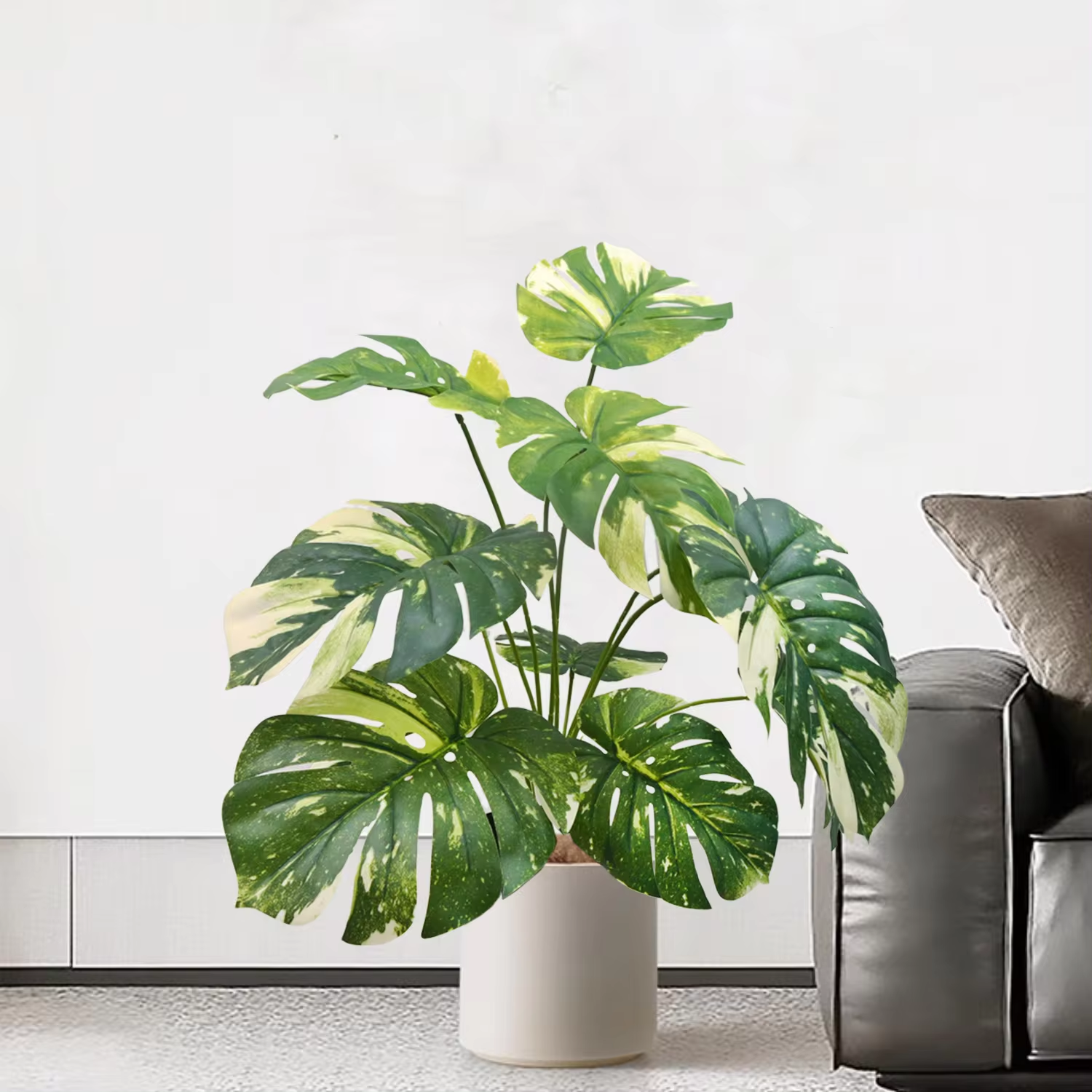 Artificial Monstera Plants Fake Palm Tree Plastic Turtle Leaves Green Tall Plants For Home Garden Room Decor