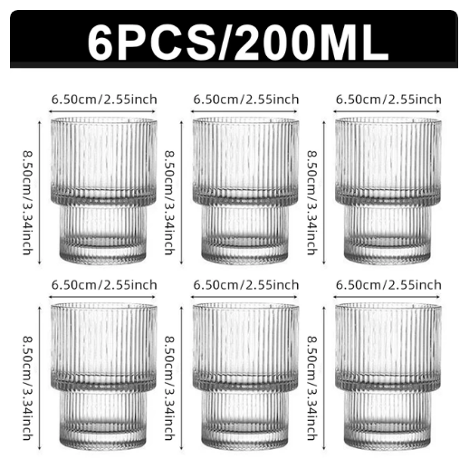 Coffee Glass Cups Stackable Glassware Stripe Simple Transparent Cocktail Bar Beverages Soda Milk Juice Drink Mugs Cup Drinkware