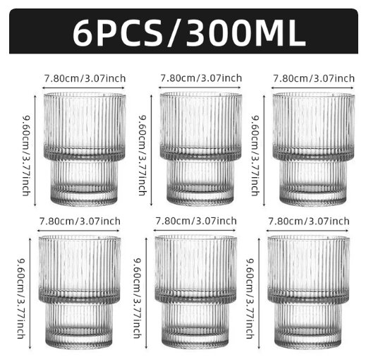 Coffee Glass Cups Stackable Glassware Stripe Simple Transparent Cocktail Bar Beverages Soda Milk Juice Drink Mugs Cup Drinkware