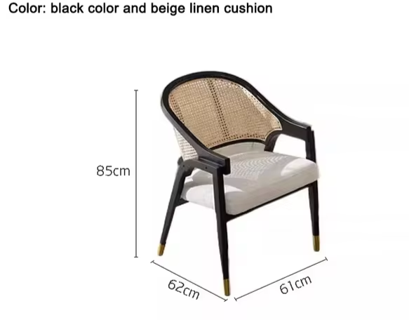 Designer Rattan Dining Chairs Leisure Wood chair for Living Room Nordic Dining Room Furniture Japanese Kitchen Backrest Armchair