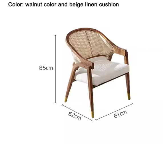 Designer Rattan Dining Chairs Leisure Wood chair for Living Room Nordic Dining Room Furniture Japanese Kitchen Backrest Armchair