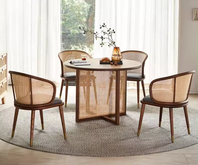 Rashard Wooden Rattan Dining Set