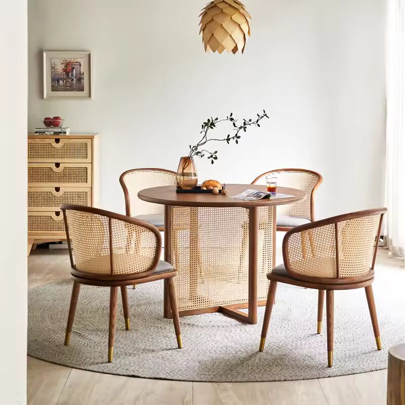 Rashard Wooden Rattan Dining Set