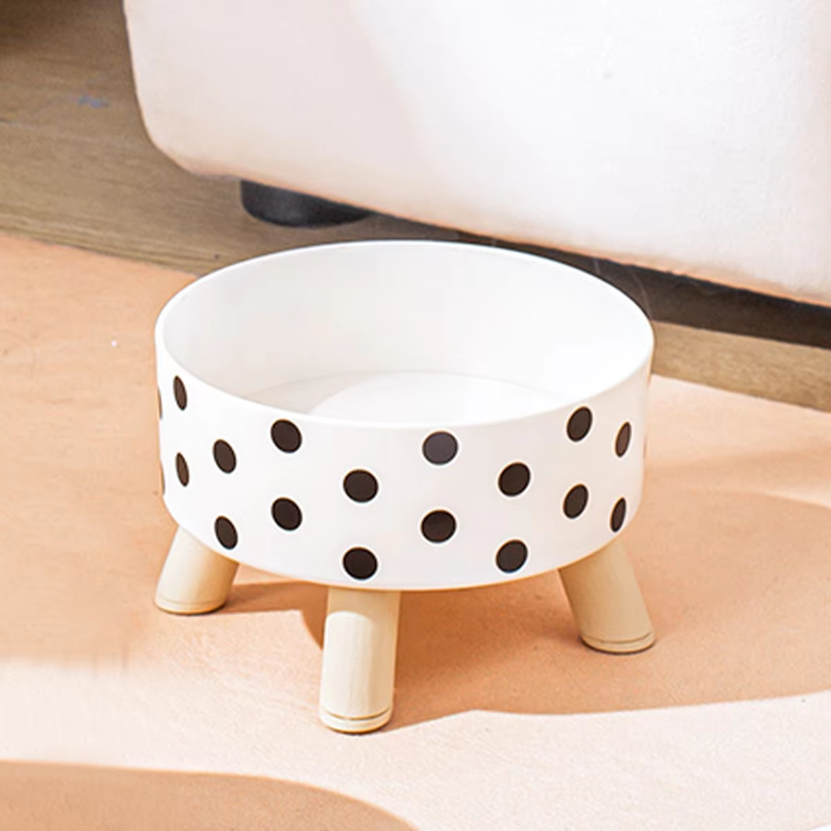 Black And White Polka Dot Checkerboard Pattern Cat Bowl Small Dog Bowl Plastic PP Pet Bowl Universal For Cats And Dogs