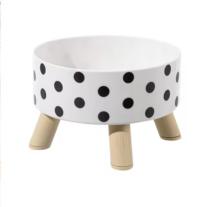 Black And White Polka Dot Checkerboard Pattern Cat Bowl Small Dog Bowl Plastic PP Pet Bowl Universal For Cats And Dogs