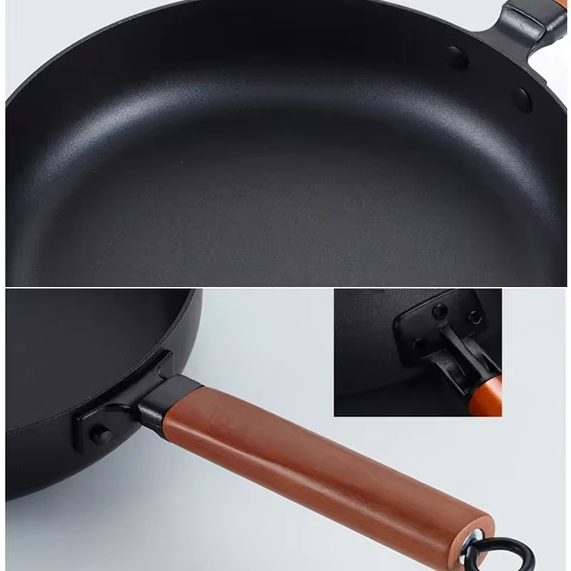 Cast Iron Pot Vintage Forged Chinese Wok Non-stick Frying Pan Home 26CM Kitchen Wok Cooking Pot for Induction Cooker Gas Stove