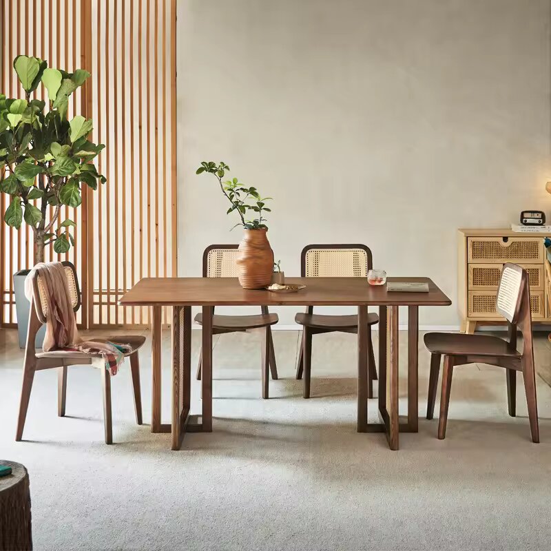 Simeona Wooden Rattan Dining Table