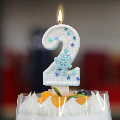  Birthday Number Candles Snowflake Frozen Digital Candles 0-9 Number Cake Topper Birthday Party Decor Baby Shower