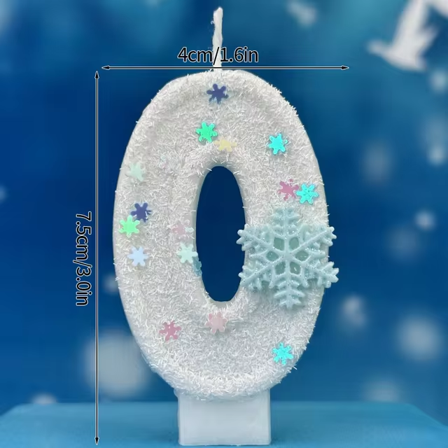  Birthday Number Candles Snowflake Frozen Digital Candles 0-9 Number Cake Topper Birthday Party Decor Baby Shower