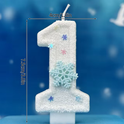  Birthday Number Candles Snowflake Frozen Digital Candles 0-9 Number Cake Topper Birthday Party Decor Baby Shower