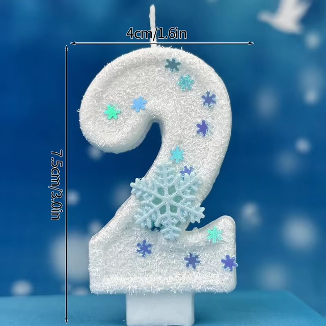  Birthday Number Candles Snowflake Frozen Digital Candles 0-9 Number Cake Topper Birthday Party Decor Baby Shower