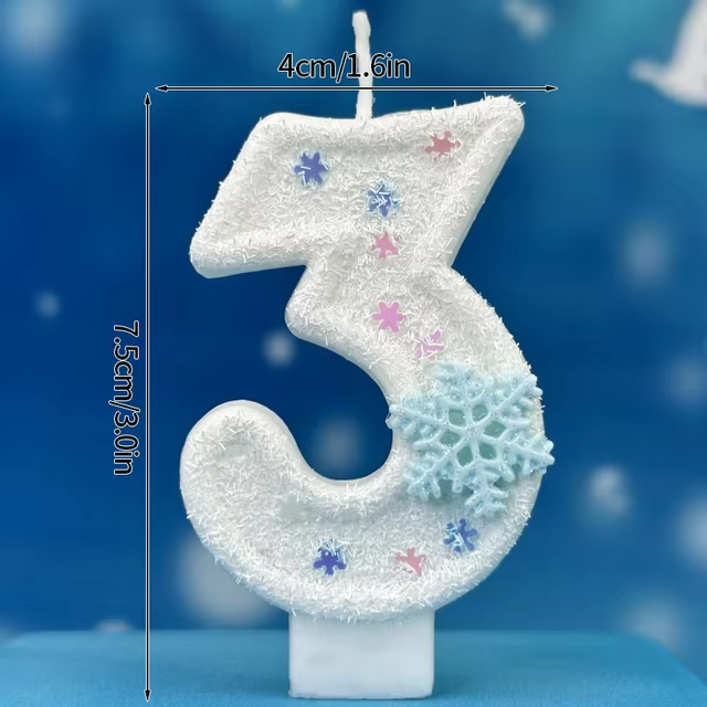  Birthday Number Candles Snowflake Frozen Digital Candles 0-9 Number Cake Topper Birthday Party Decor Baby Shower