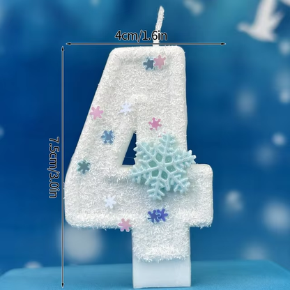  Birthday Number Candles Snowflake Frozen Digital Candles 0-9 Number Cake Topper Birthday Party Decor Baby Shower