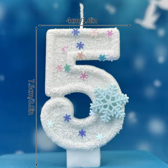  Birthday Number Candles Snowflake Frozen Digital Candles 0-9 Number Cake Topper Birthday Party Decor Baby Shower