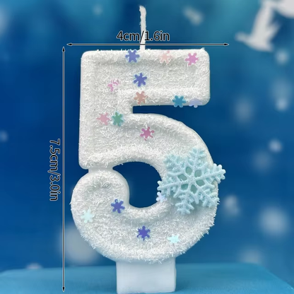  Birthday Number Candles Snowflake Frozen Digital Candles 0-9 Number Cake Topper Birthday Party Decor Baby Shower