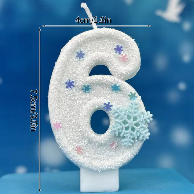  Birthday Number Candles Snowflake Frozen Digital Candles 0-9 Number Cake Topper Birthday Party Decor Baby Shower