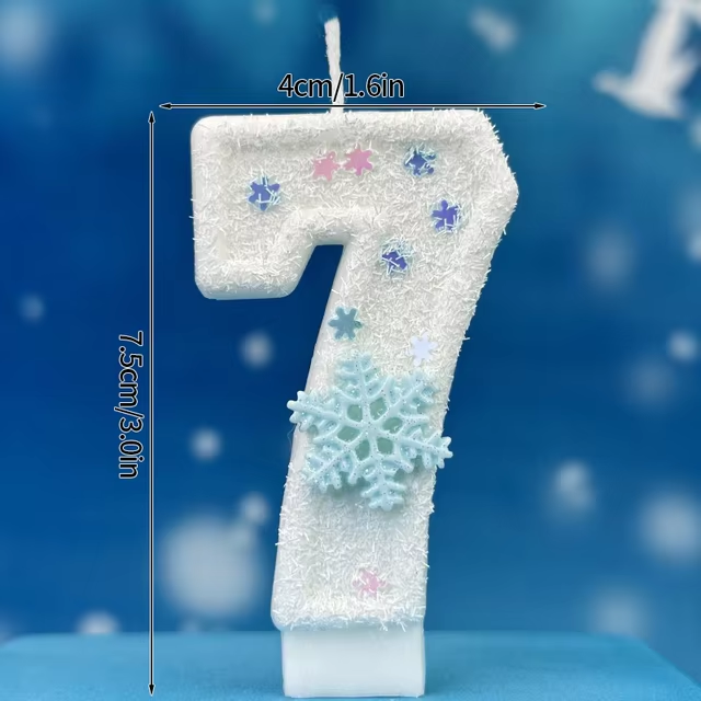  Birthday Number Candles Snowflake Frozen Digital Candles 0-9 Number Cake Topper Birthday Party Decor Baby Shower