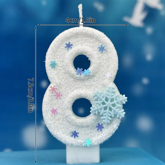  Birthday Number Candles Snowflake Frozen Digital Candles 0-9 Number Cake Topper Birthday Party Decor Baby Shower