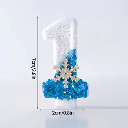  Birthday Number Candles Snowflake Frozen Digital Candles 0-9 Number Cake Topper Birthday Party Decor Baby Shower