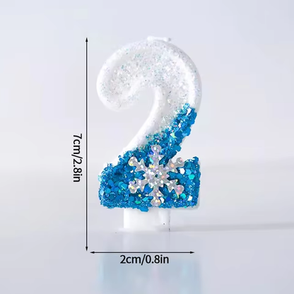  Birthday Number Candles Snowflake Frozen Digital Candles 0-9 Number Cake Topper Birthday Party Decor Baby Shower